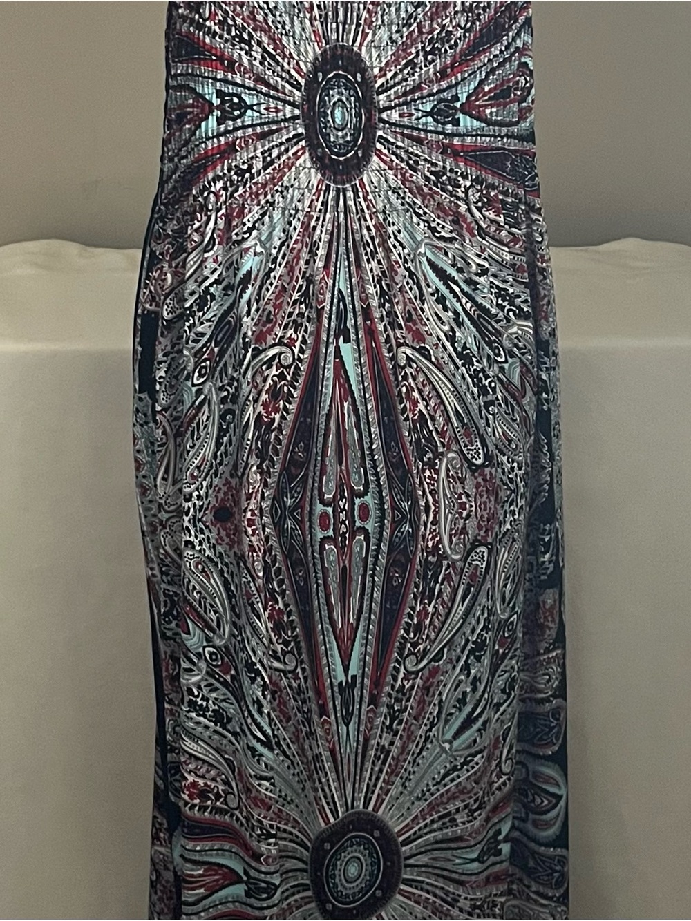 Sleeveless Bohemian Mandala Print Maxi Dress in Red & Blue - Picture 2 of 12